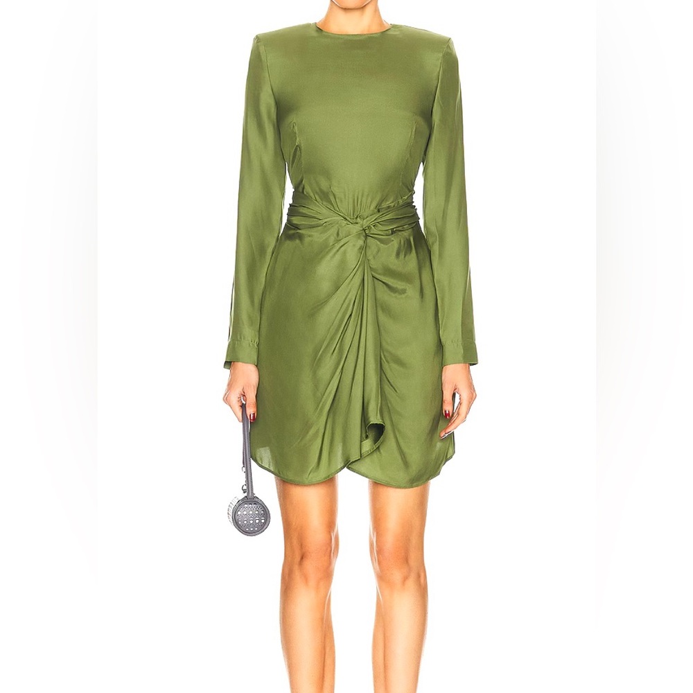NWT - Gauge81 100% SILK Green Ruched Sheath - Izu Dress